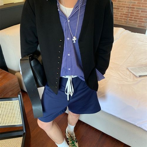 晨树 空气层时装款 撞色五分短裤2024新品美式高街潮流男生裤子