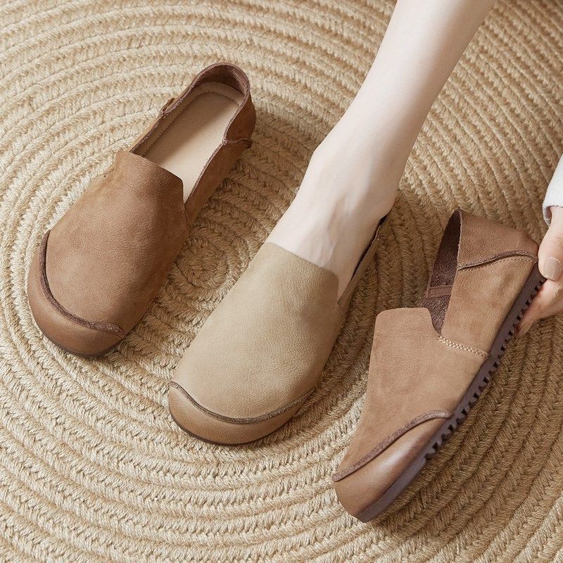 手工真皮单鞋女软底妈妈鞋春秋牛皮孕妇鞋平底圆头复古舒适奶奶鞋,女鞋,深口单鞋,淘宝优惠券,粉丝福利购,淘宝优惠卷