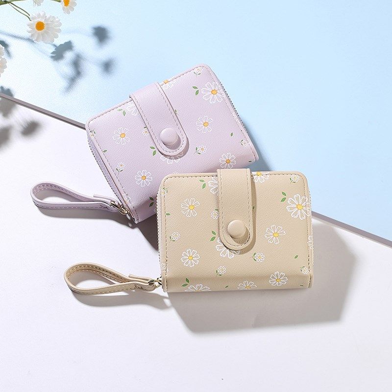 韩版钱包女短款小巧简约两折学生钱夹2023新款可爱雏菊印花零钱包,箱包皮具/热销女包/男包,钱包,淘宝优惠券,粉丝福利购,淘宝优惠卷