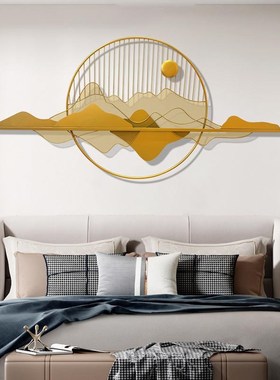 新中式云开日明创意轻奢壁挂客厅沙发背景墙铁艺挂件家用墙面装饰