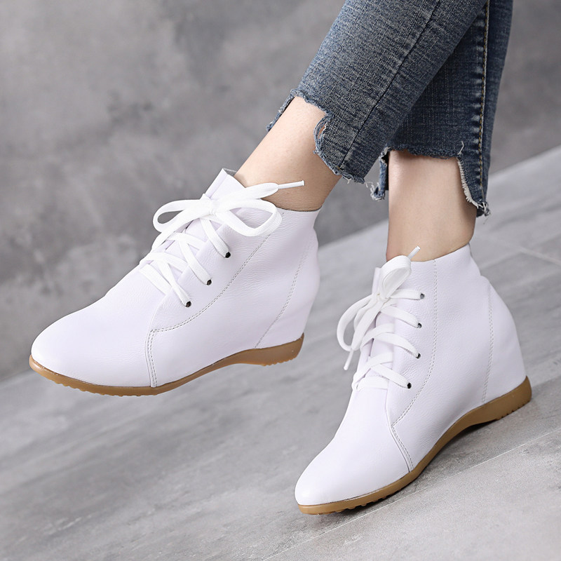 真皮小白鞋女内增高2025春秋款休闲平底软皮系带妈妈单鞋大码皮鞋,女鞋,深口单鞋,淘宝优惠券,粉丝福利购,淘宝优惠卷