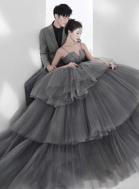 展会新款影楼主题婚纱外景旅拍服装摄影情侣写真服仙女公主裙礼服