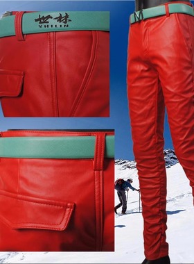 春夏季皮裤男韩版紧身小脚个性潮白色皮裤男薄款机车大码弹力长裤