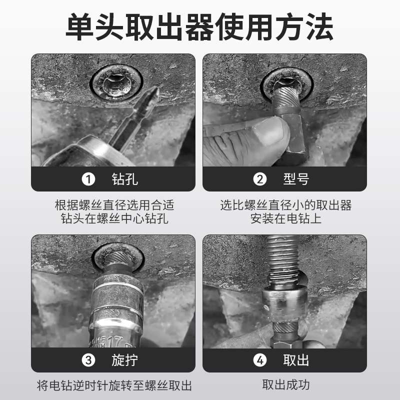 内六角螺丝取出器工业用断头滑丝滑牙螺丝生锈螺栓取出器工具拆除
