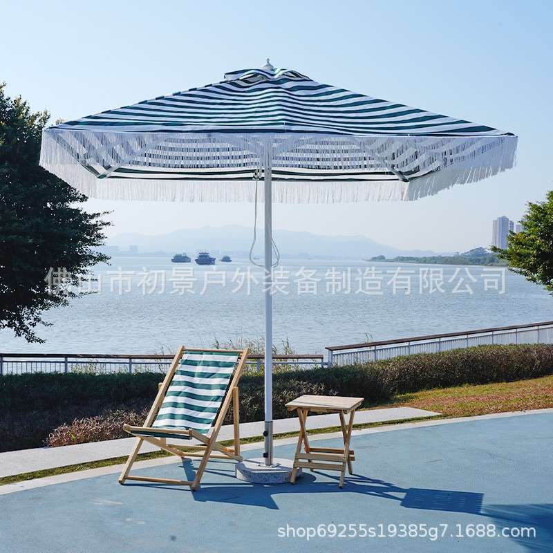 户外方形中柱伞 别墅花园庭院可旋转遮阳伞室外露天阳台太阳伞
