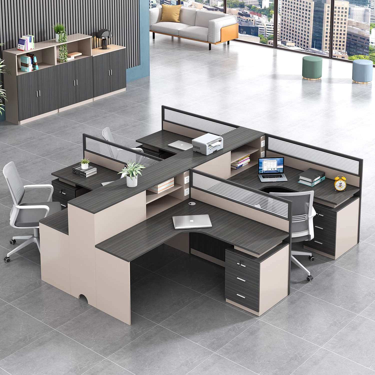 屏风办公桌椅组合双46四人位八人卡位职员工位财务卡座办公室家具