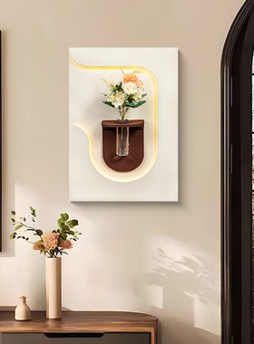 砂岩LED灯玄关装饰画花卉客厅立体挂画可养花砂岩壁灯画绿植5070