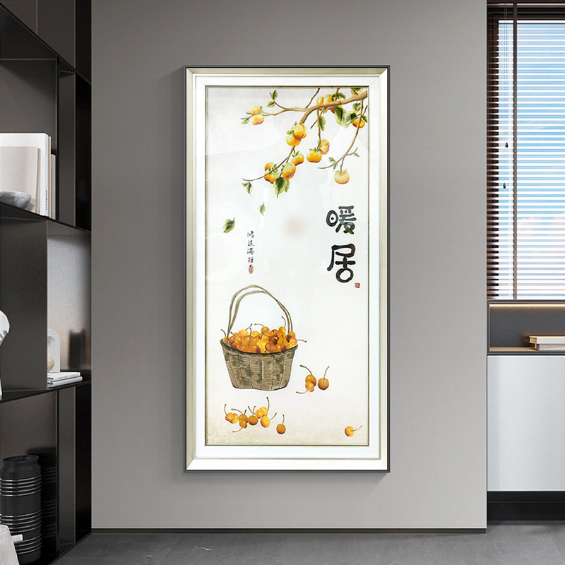 刺绣立体实物 新中式玄关装饰画 钢化玻璃装裱轻奢挂画暖居21图片