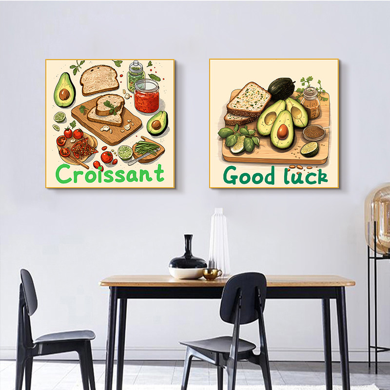 代简约装饰画玄关走廊过道餐厅两联装饰画小食拼盘两联6060