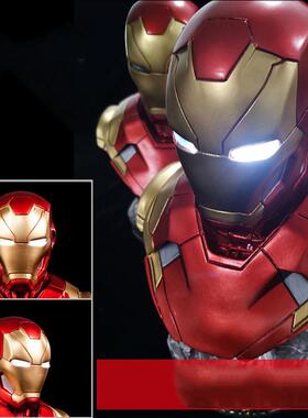 钢铁侠模型MK46雕像战损发光头像 复盟4漫威影视周边工艺品摆件