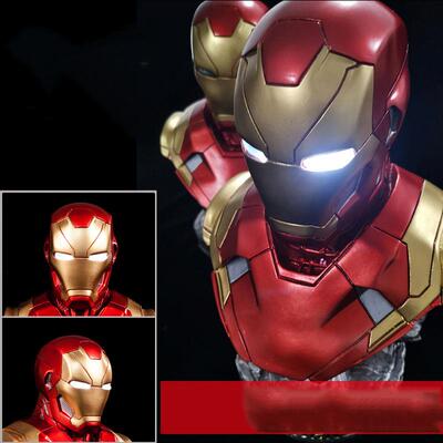钢铁侠模型MK46雕像战损发光头像 复盟4漫威影视周边工艺品摆件