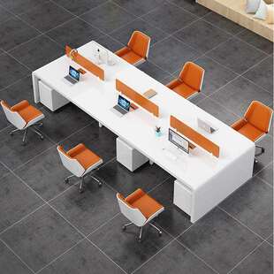 白色烤漆办公桌椅组合 简约现代屏风卡座2/4/6人位职员工位带柜子