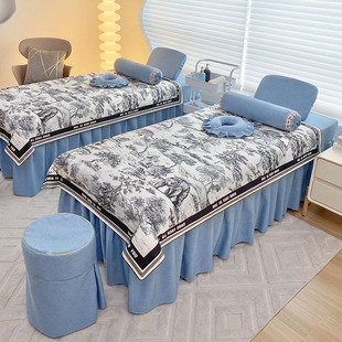 高级美容床罩四件套四季通用美容院按摩床单头疗推拿专用2件夏天