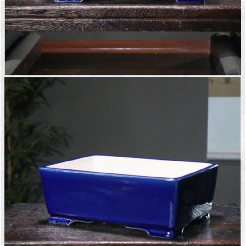 紫砂花盆禅意长方形马槽盆陶瓷盆景盆中国风古典桌面盆栽觅陶乡