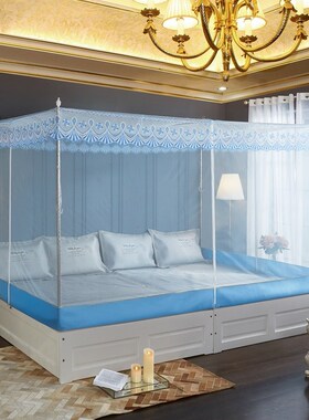 26N定 做蚊帐拉链三开门大帐子加宽儿童拼接床防摔榻榻米加粗烤漆