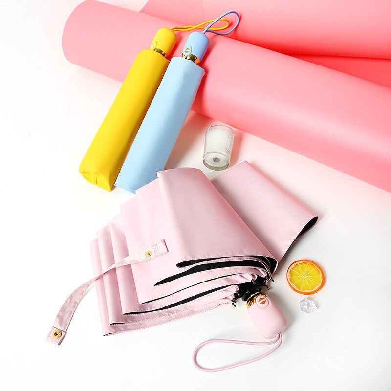 小清新配色手柄雨伞自动伞纯色创意黑胶防晒遮阳伞加印logo广告伞