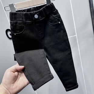 宝宝韩版 新款 2022秋季 潮 高弹力裤 子棉布长裤 修身 男女童黑色休闲裤