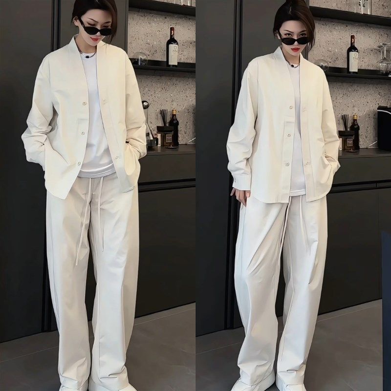 欧货新款男士休闲纯色套装时尚百搭长袖卫衣宽松外套男女高街纯色,男装,时尚套装,淘宝优惠券,粉丝福利购,淘宝优惠卷