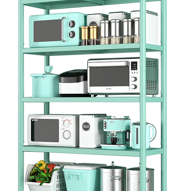 不锈钢厨房置物架多功能收纳架子落地式多层微波炉架烤箱锅架橱柜