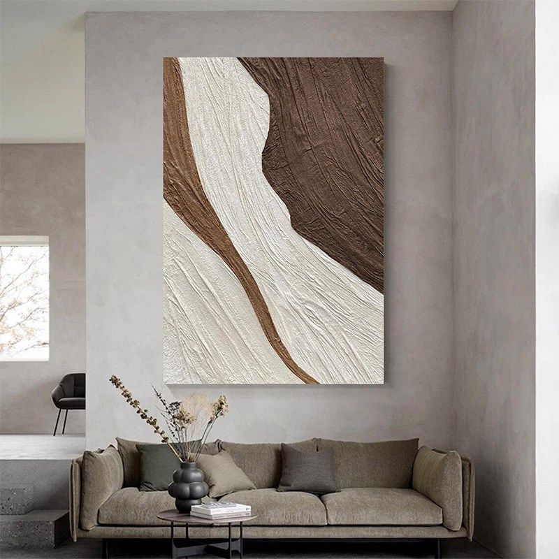 诧寂赤贫风棕色褐色线条抽象艺术挂画大幅玄关客厅背景墙落地挂画,家居饰品,现代装饰画,淘宝优惠券,粉丝福利购,淘宝优惠卷