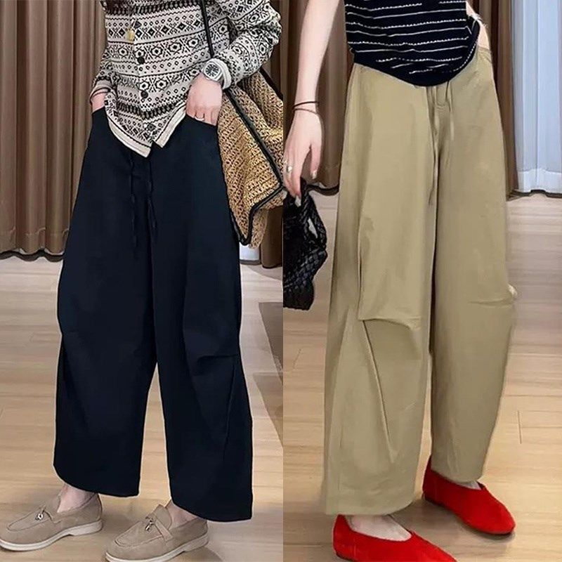 夏季阔腿弯刀裤奶奶裤女松紧腰显瘦休闲捏褶伞兵裤宽松九分裤子,女装/女士精品,卫裤,淘宝优惠券,粉丝福利购,淘宝优惠卷