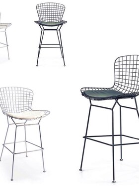 高脚椅家用创意镂空网椅吧台椅铁艺北欧时尚休闲吧铁丝椅厨房椅子