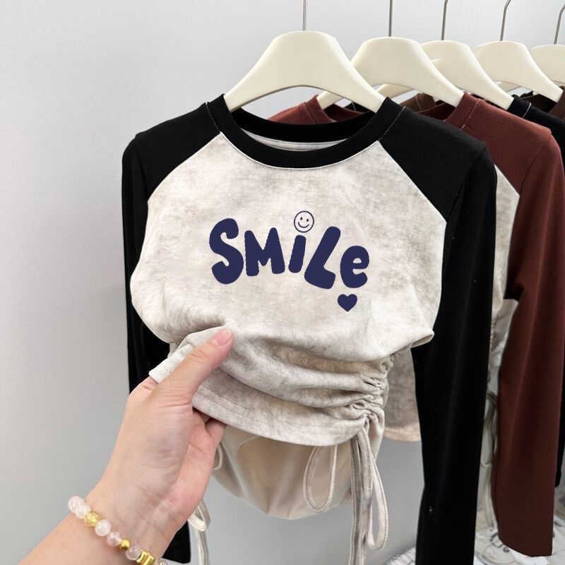 秋季装撞色纯棉儿童t恤衫2024韩版可爱卡通印花拼接内搭女童上衣,童装/婴儿装/亲子装,T恤,淘宝优惠券,粉丝福利购,淘宝优惠卷