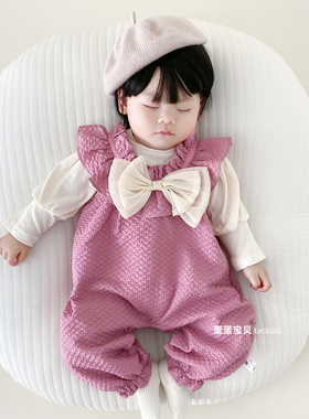 婴儿衣服女宝宝春装连体公主超萌满月百天一周岁礼服两件套春秋季