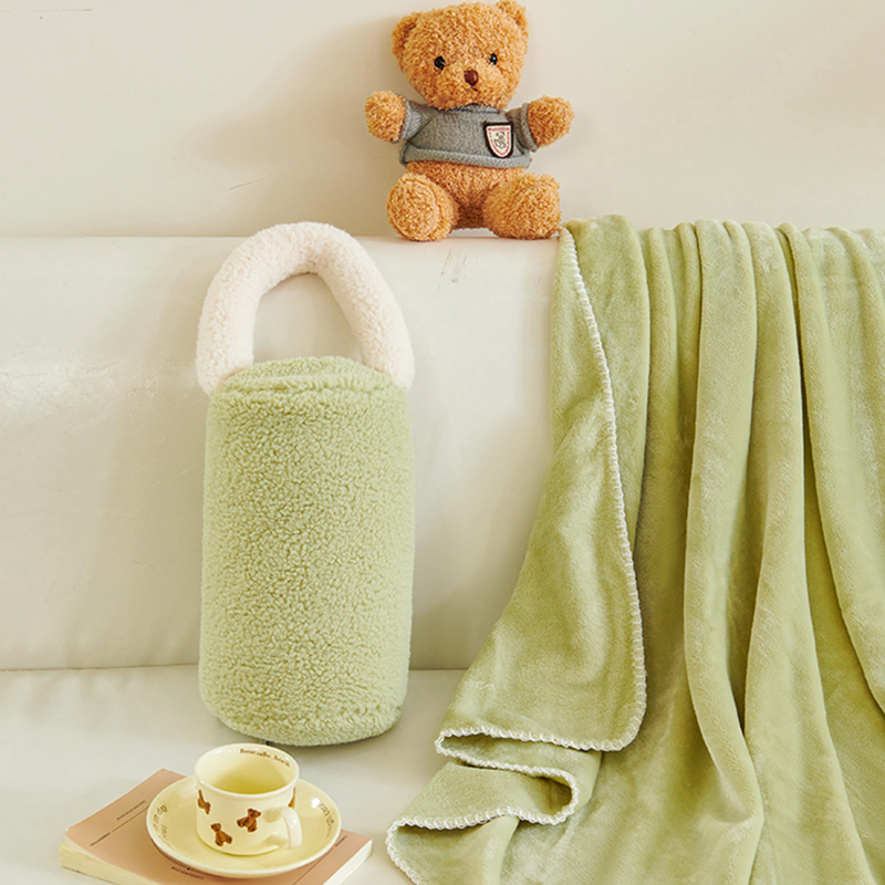 水晶绒二合一加厚抱枕被毛毯圆形汽车靠垫两用办公室趴睡枕头盖毯