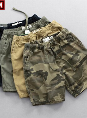 夏季新款潮流迷彩短裤男美式休闲工装裤四分裤纯棉重工水洗沙滩裤