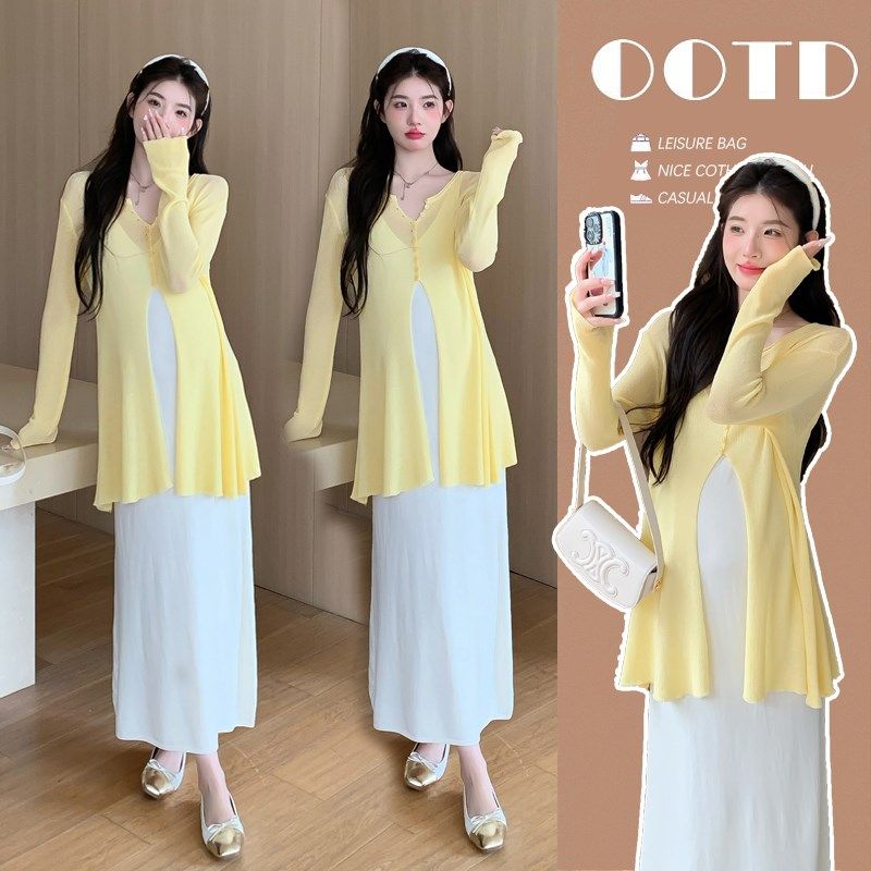 孕妇套装夏季薄款冰丝时尚吊带裙中长连衣裙+套头防晒上衣两件套,孕妇装/孕产妇用品/营养,套装,淘宝优惠券,粉丝福利购,淘宝优惠卷