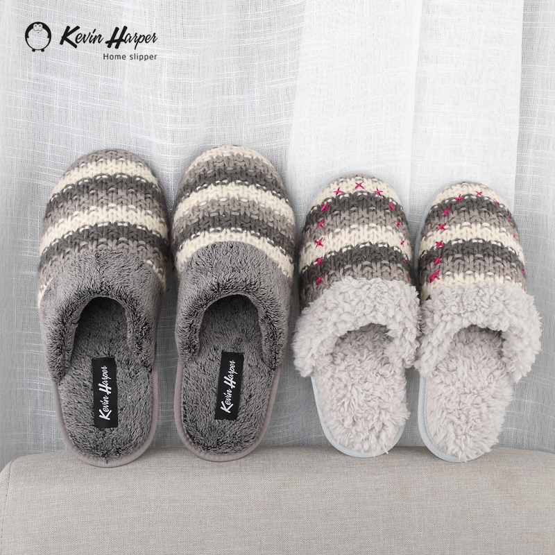 冬季拖鞋家居棉室内防滑软底木地板亚麻针织毛线棉超软绒家居室鞋