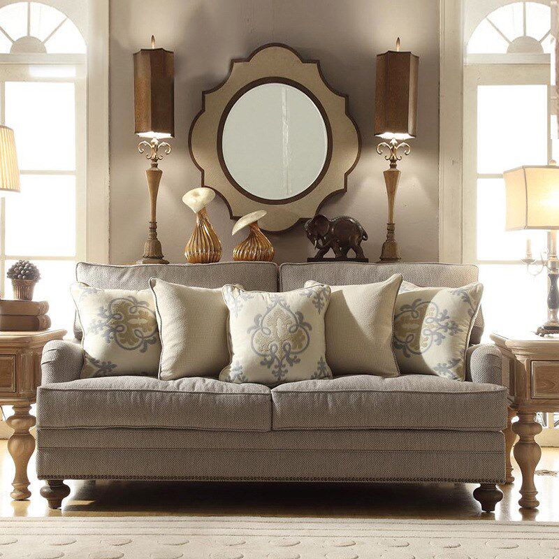 美式乡村实木电视柜茶几组合复古原木色民宿风客厅法式橡木家具