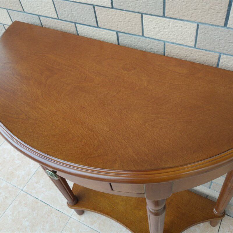 欧式实木玄关桌隔断柜美式玄关柜长条桌靠墙走廊半圆玄关台新中式