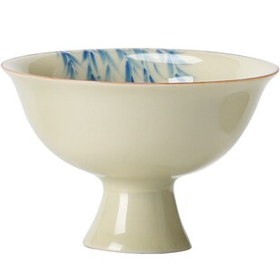 暖莺新柳素雅高足杯草木灰喝茶主人杯单杯手绘茶杯陶瓷家用品茗杯