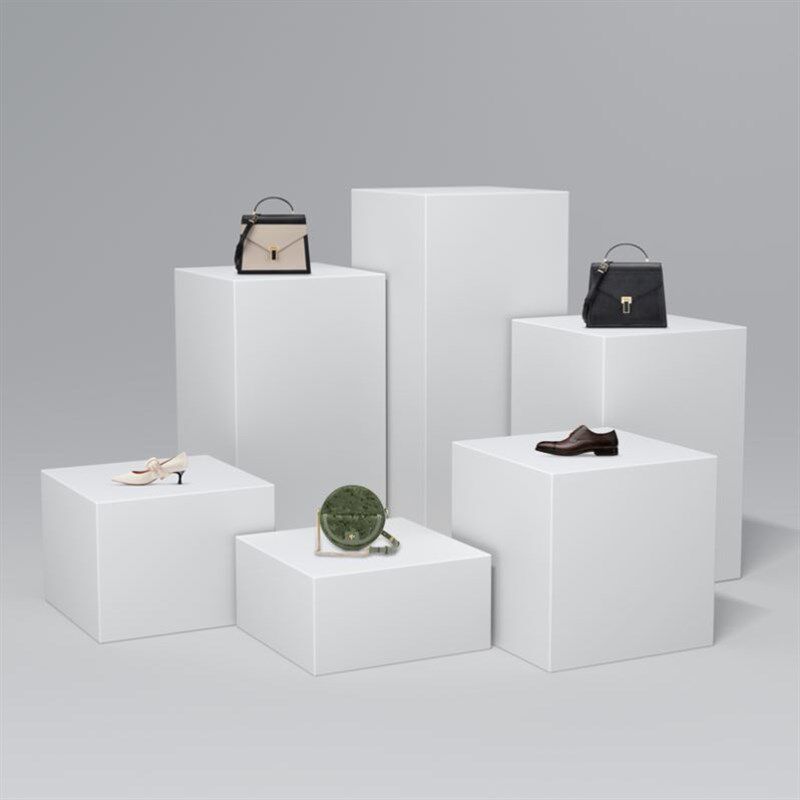 展柜陈列架花店婚庆工艺品展览用道具立柱白色烤漆展示台木质展台