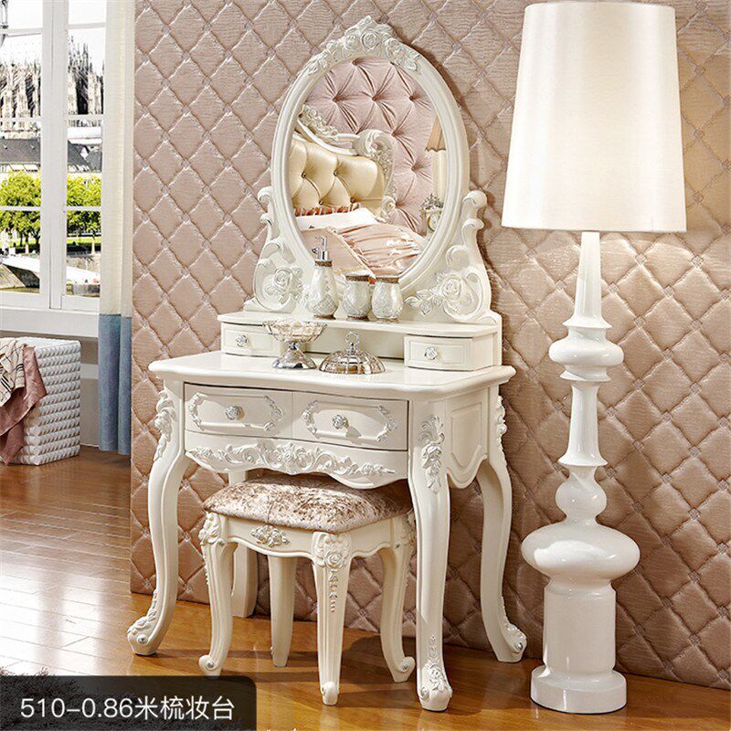 欧式梳妆台卧室公主小户型法式迷你网红梳妆台现代简约影楼化妆柜