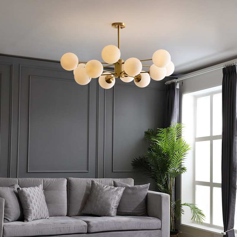 全铜客厅吊灯北欧分子吊灯创意家用现代简约防尘魔豆设计师灯具