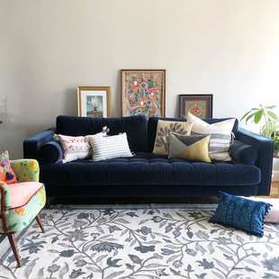 法式 loft双三人复古设计极简轻奢vintage风沙发 中古丝绒沙发整装