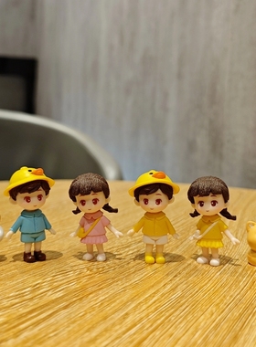 治愈系卡通迷你小人偶少女心桌面小摆件可爱车P载情侣办公桌装饰