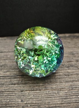 家居装饰玻璃球摆件茶盘摆件炫彩冰花球鱼缸O假山流水幻彩冰裂球