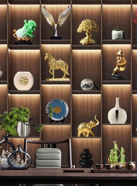 工艺品办公室装饰品新中式老板上档次办公桌柜子T旺事业摆件桌面