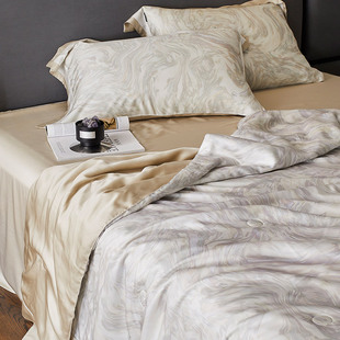 夏季 印花镂空边可水洗机洗空调被 凉感60S夏凉被四件套轻x奢风数码