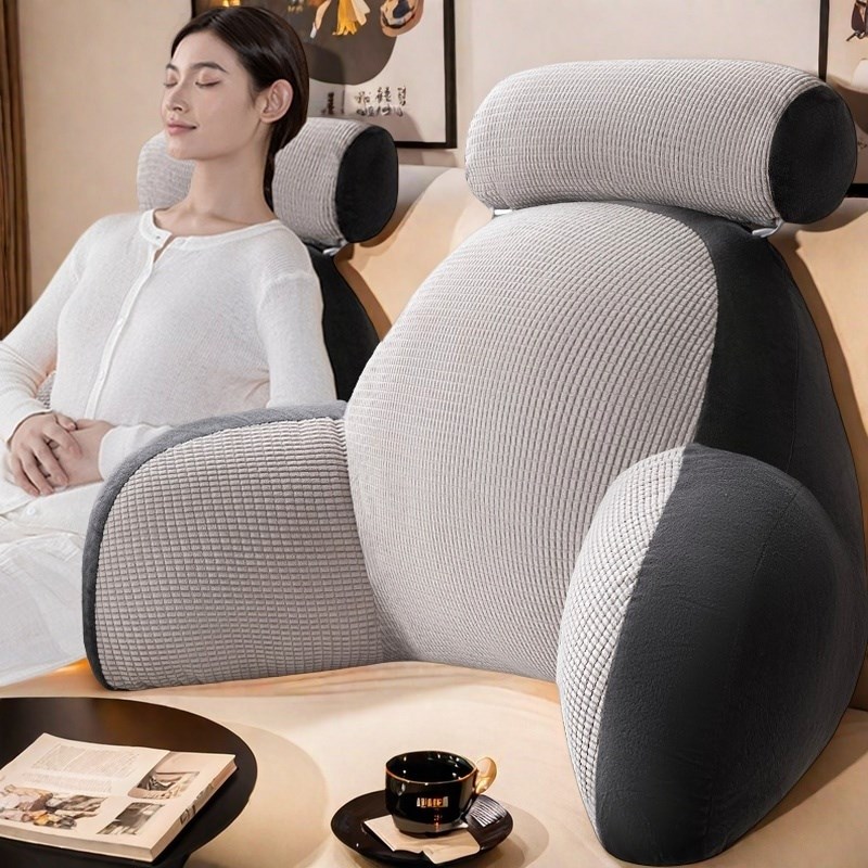 玉米绒加厚加高床头靠垫抱枕沙发靠G背垫护腰护颈神器双层可拆洗