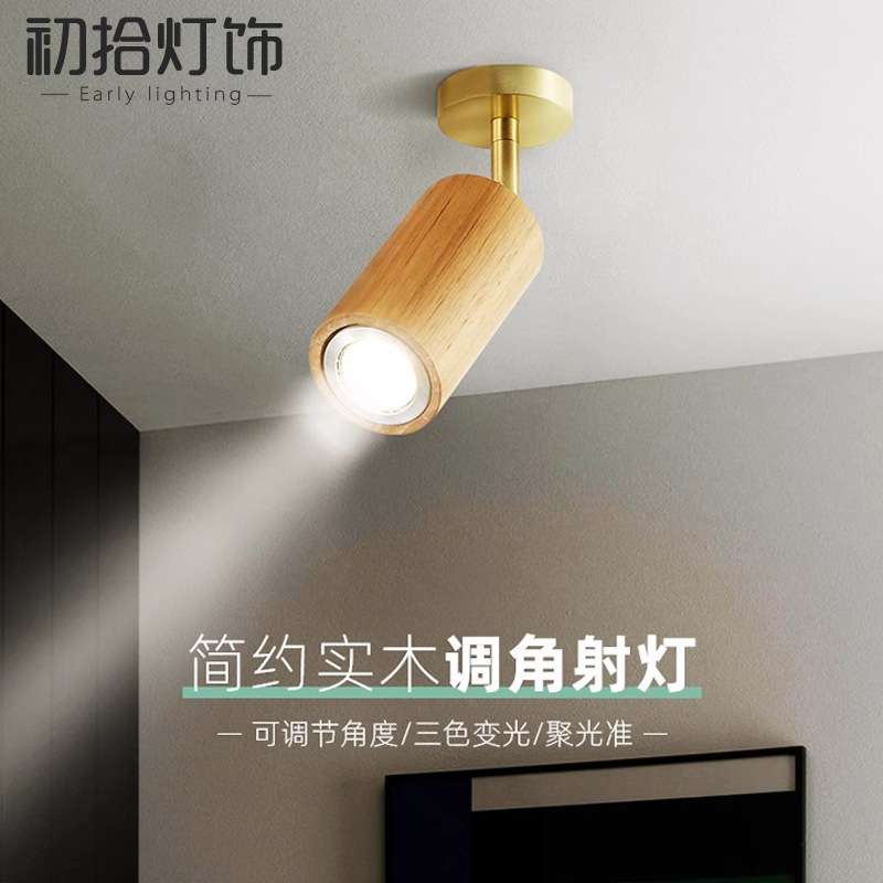 轨道灯射灯led天花灯北欧家用客厅无主灯明装筒灯实木商铺小射灯
