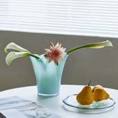 中古蓝色白菜花瓶花边褶皱水养插花花瓶摆件客厅餐桌家居好物摆件