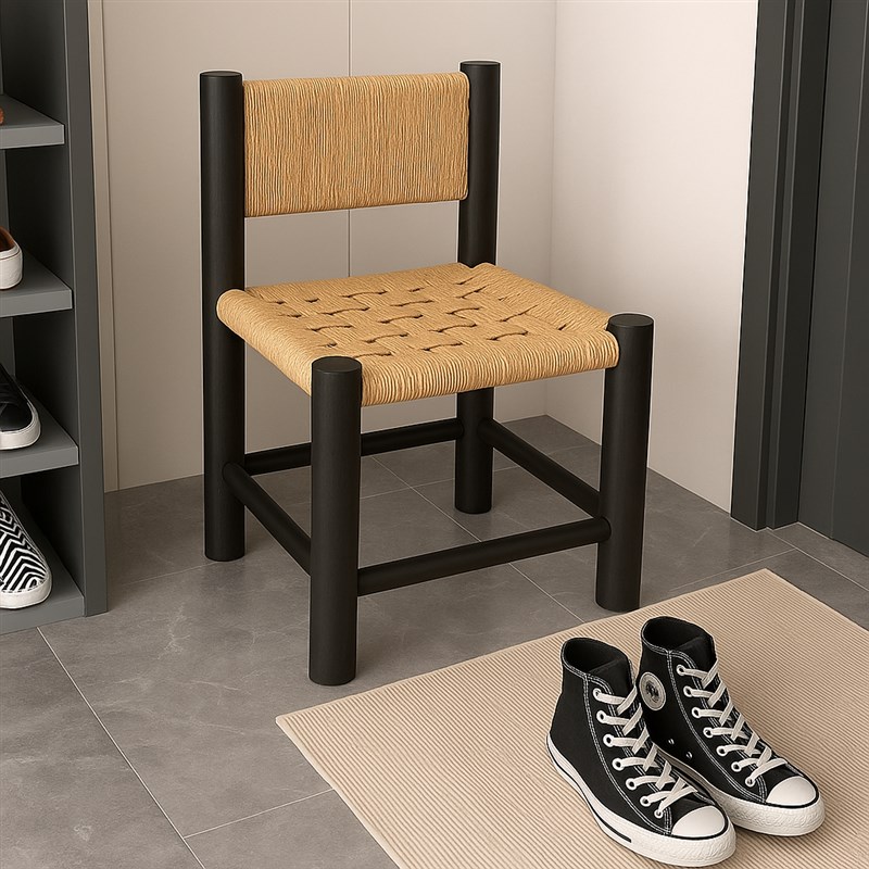 门口换鞋凳d藤编实木小椅子结实耐用方凳坐凳创意小板凳玄关穿鞋