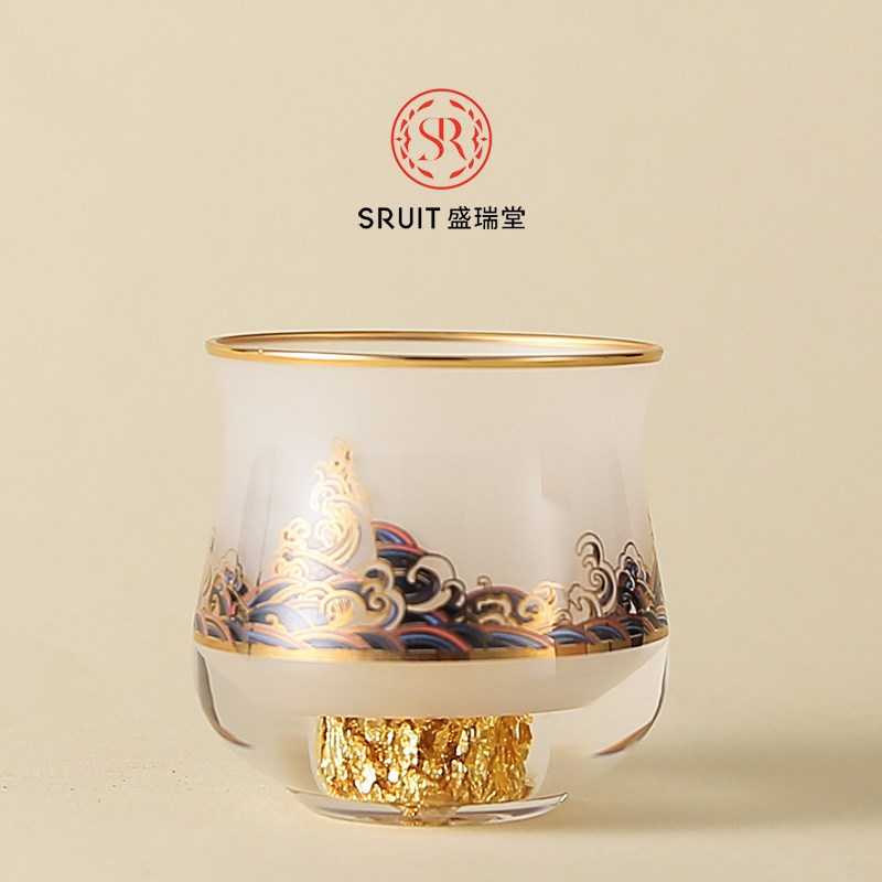 沧海曜金主人杯茶具中式玻璃杯手工礼盒国风高档T精美描金单杯茶