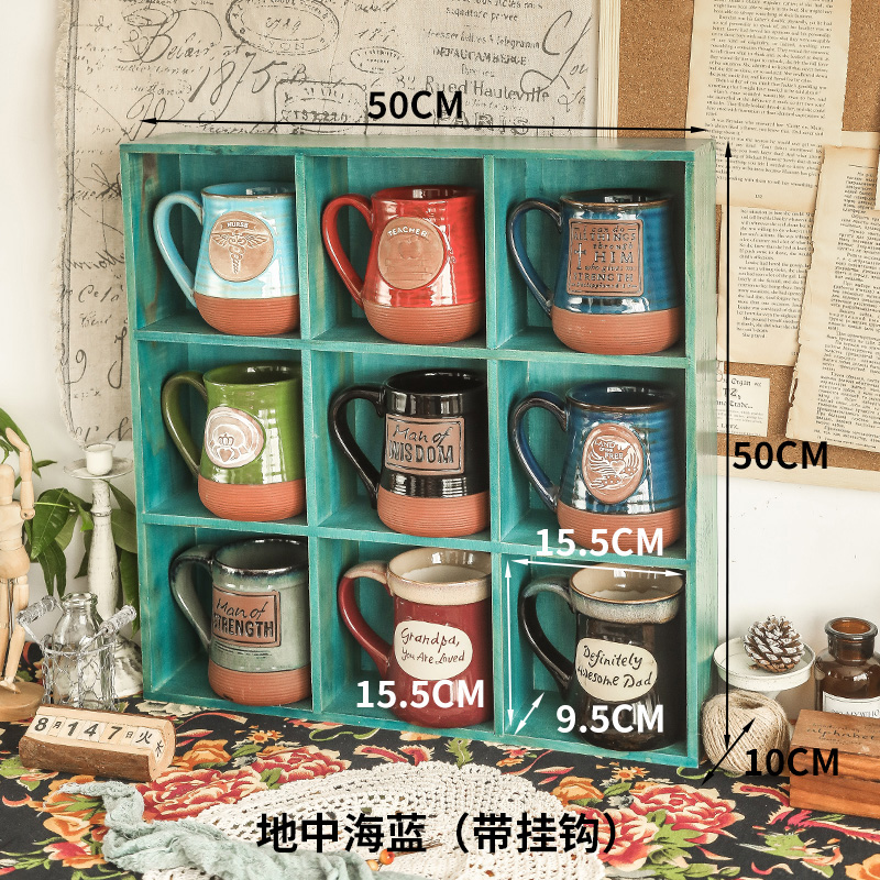 墙上置物架墙壁挂墙收纳盒免打孔实木格子墙面装R饰柜挂架桌面复