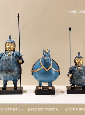 新中式国风搞笑复古兵马俑摆件客厅玄G关电视柜酒柜装饰品乔迁礼